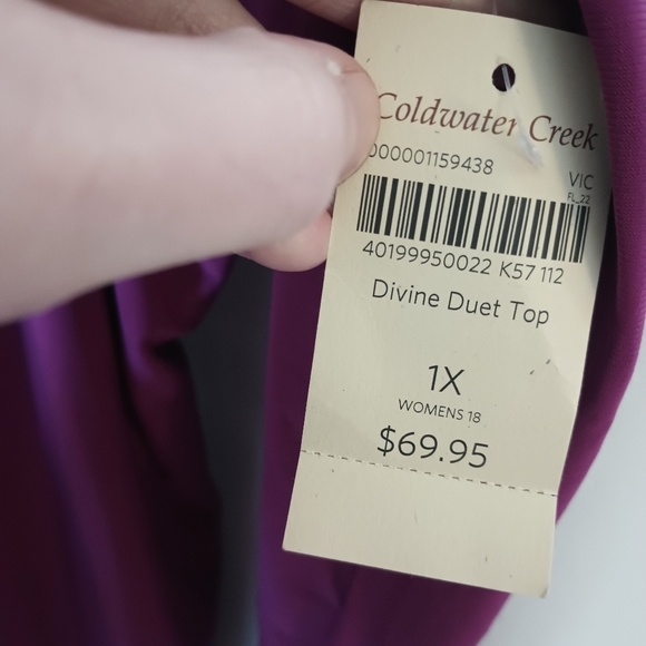 Coldwater Creek 1X Divine Duet Top Pink Slinky Faux Wrap Stretch Balletcore - Picture 10 of 12